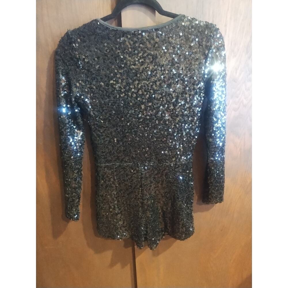 Wicked Witch Sequin Romper & Hat /w hair Halloween Costume Womens Small 2 piece - Picture 3 of 11